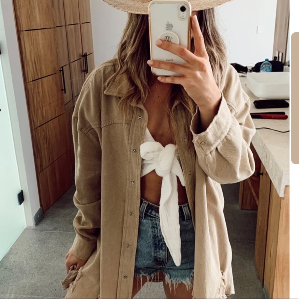 Nashville Nights Tan Oversized Shirt